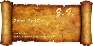 Zehr Irén névjegykártya